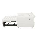 Beige 55.12 Boucle Loveseat Convertible Pull-Out Sofa Bed with Adjustable Back and 2 Waist Pillows for Living Room