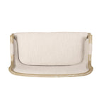 Beige Brown Wood Loveseat Sofa with Rubber Wood Frame