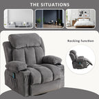 Beige Swivel Recliner with Massage, Heat & USB Charging
