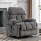 Beige Swivel Recliner with Massage, Heat & USB Charging