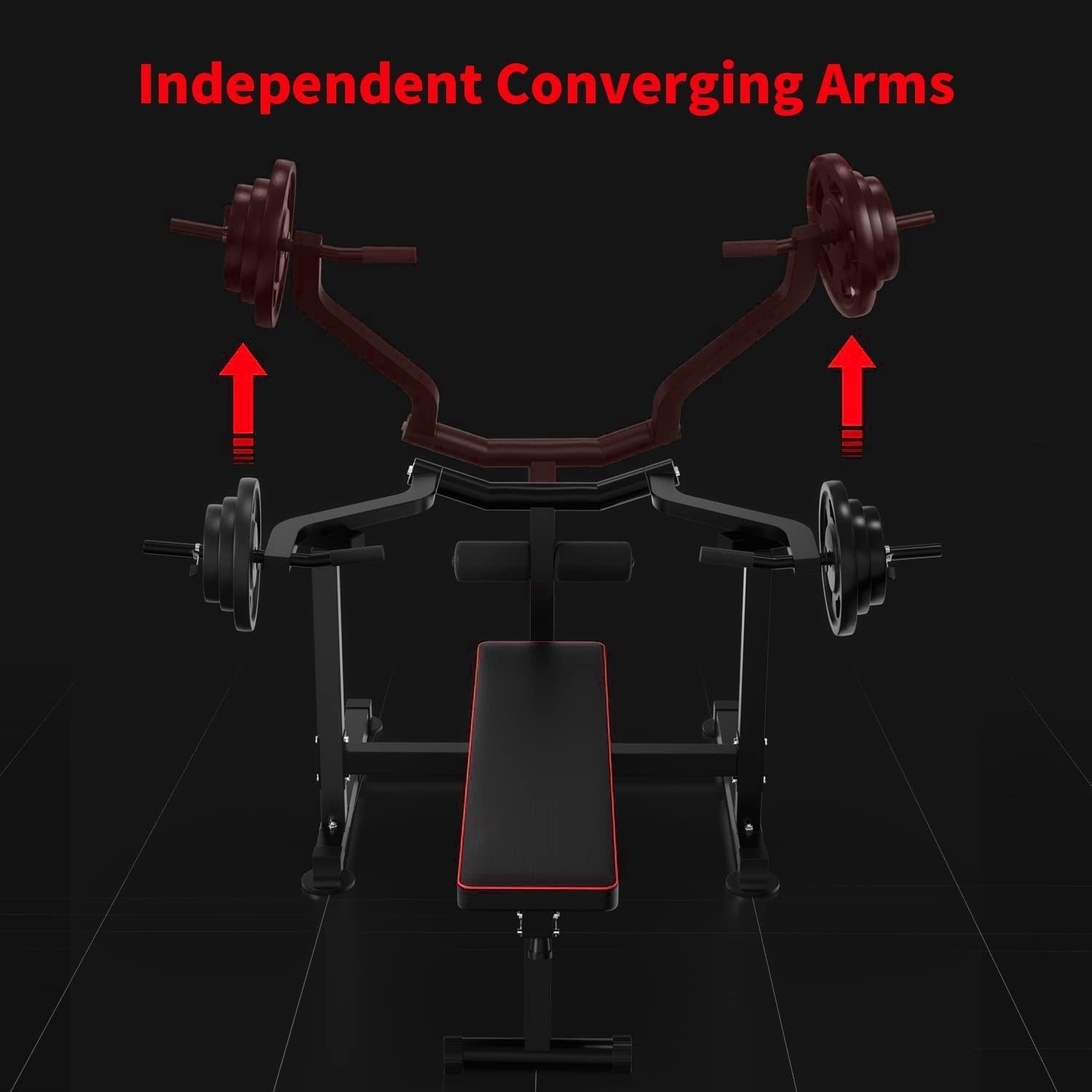 Zenova Bench Press Set Chest Press Machine with Independent Converging Arms and Dumbbell Rack