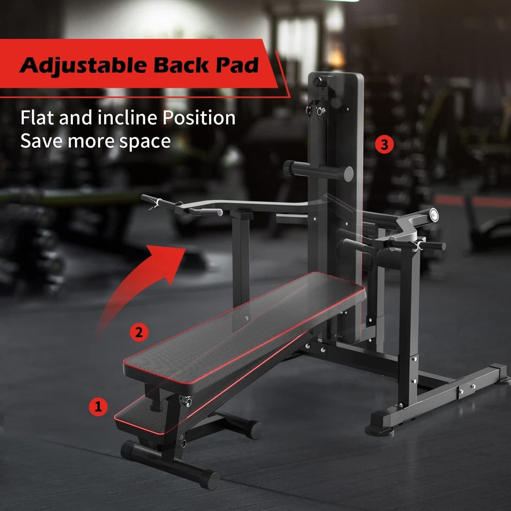 Zenova Bench Press Set Chest Press Machine with Independent Converging Arms and Dumbbell Rack