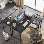 Small L Shaped Desk with Storage Shelves Corner Computer Desk