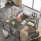 Small L Shaped Desk with Storage Shelves Corner Computer Desk