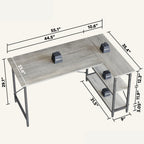 Small L Shaped Desk with Storage Shelves Corner Computer Desk