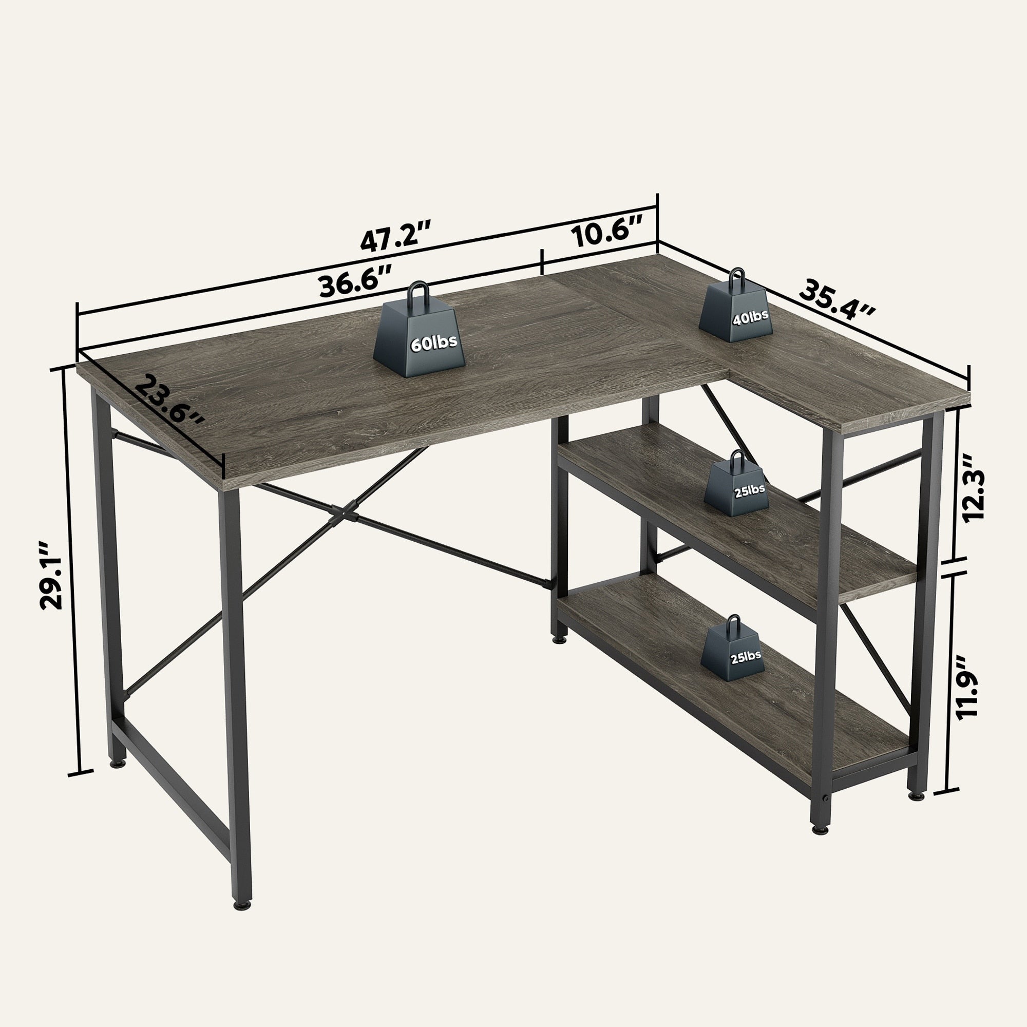 Small L Shaped Desk with Storage Shelves Corner Computer Desk