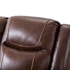 Genuine Leather Mid-century Modern Style Manual Recliners Sofa Set