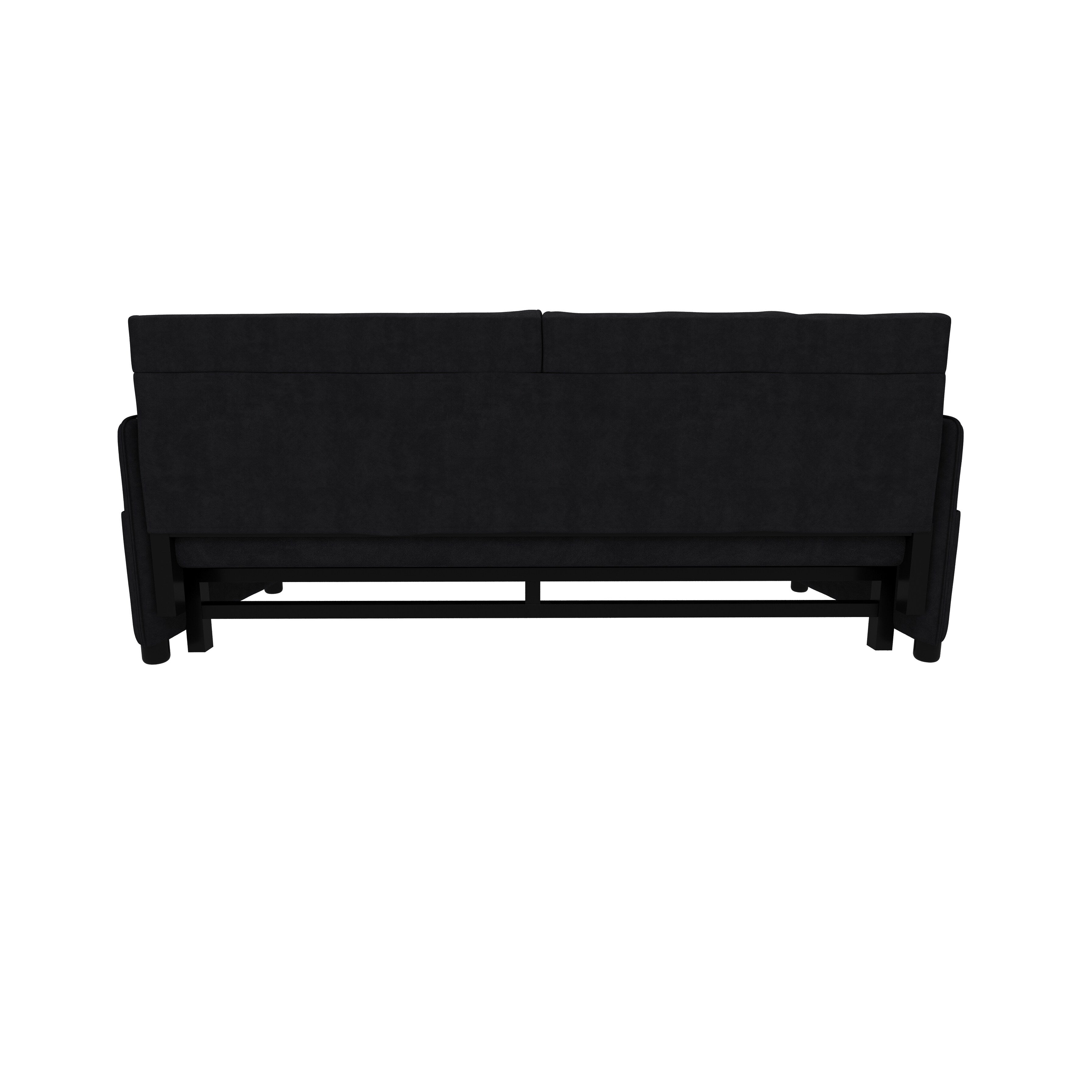 Black 63.8 3-in-1 Velvet Loveseat Pull Out Sofa Bed with Side Storage for Living Room
