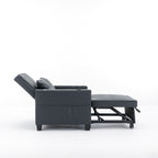 Black Faux Leather Convertible Sofa Bed with USB Ports