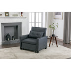 Black Faux Leather Convertible Sofa Bed with USB Ports