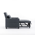 Black Faux Leather Convertible Sofa Bed with USB Ports