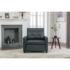 Black Faux Leather Convertible Sofa Bed with USB Ports