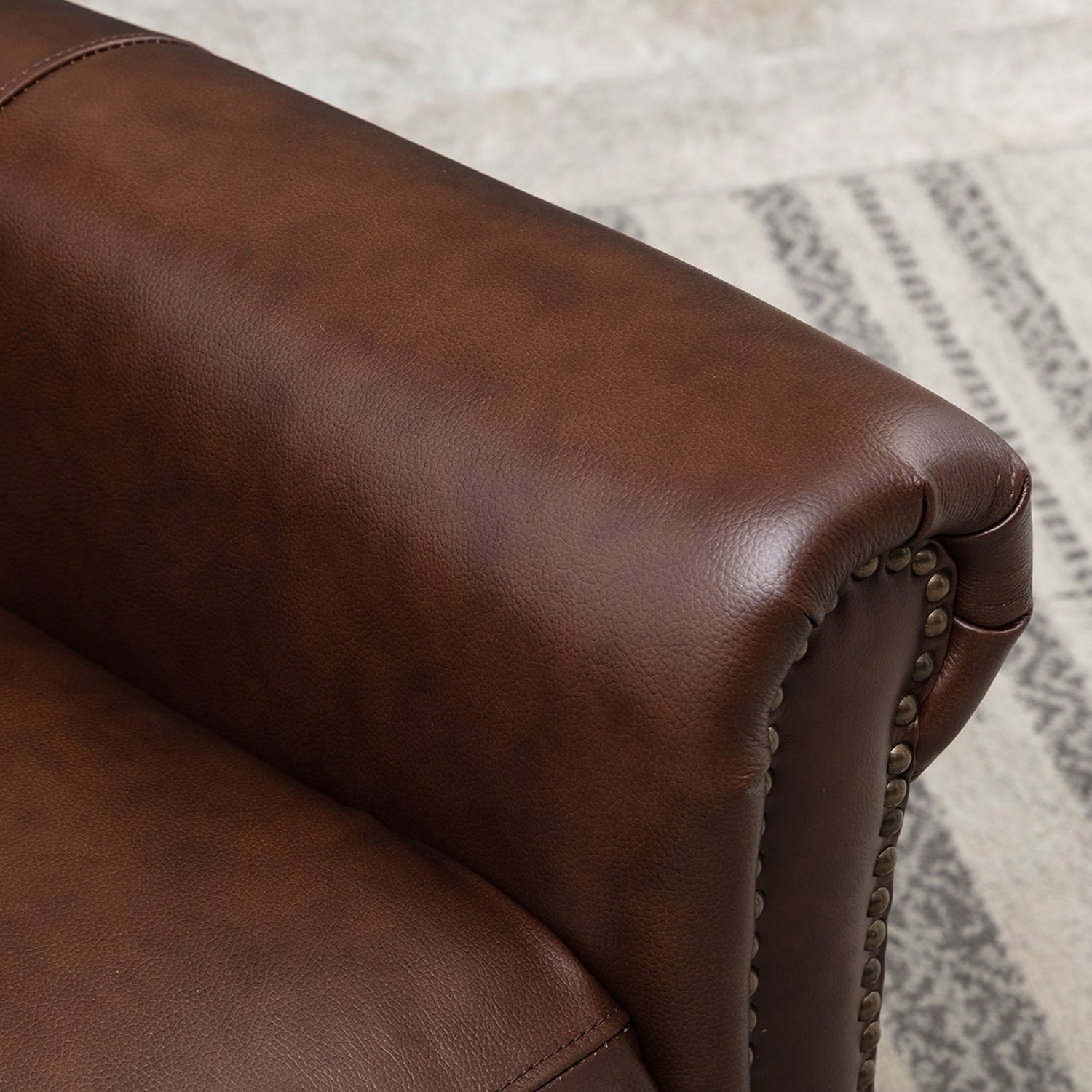 Genuine Leather Push Back Recliner Chair with Comfortable Arms and Back
