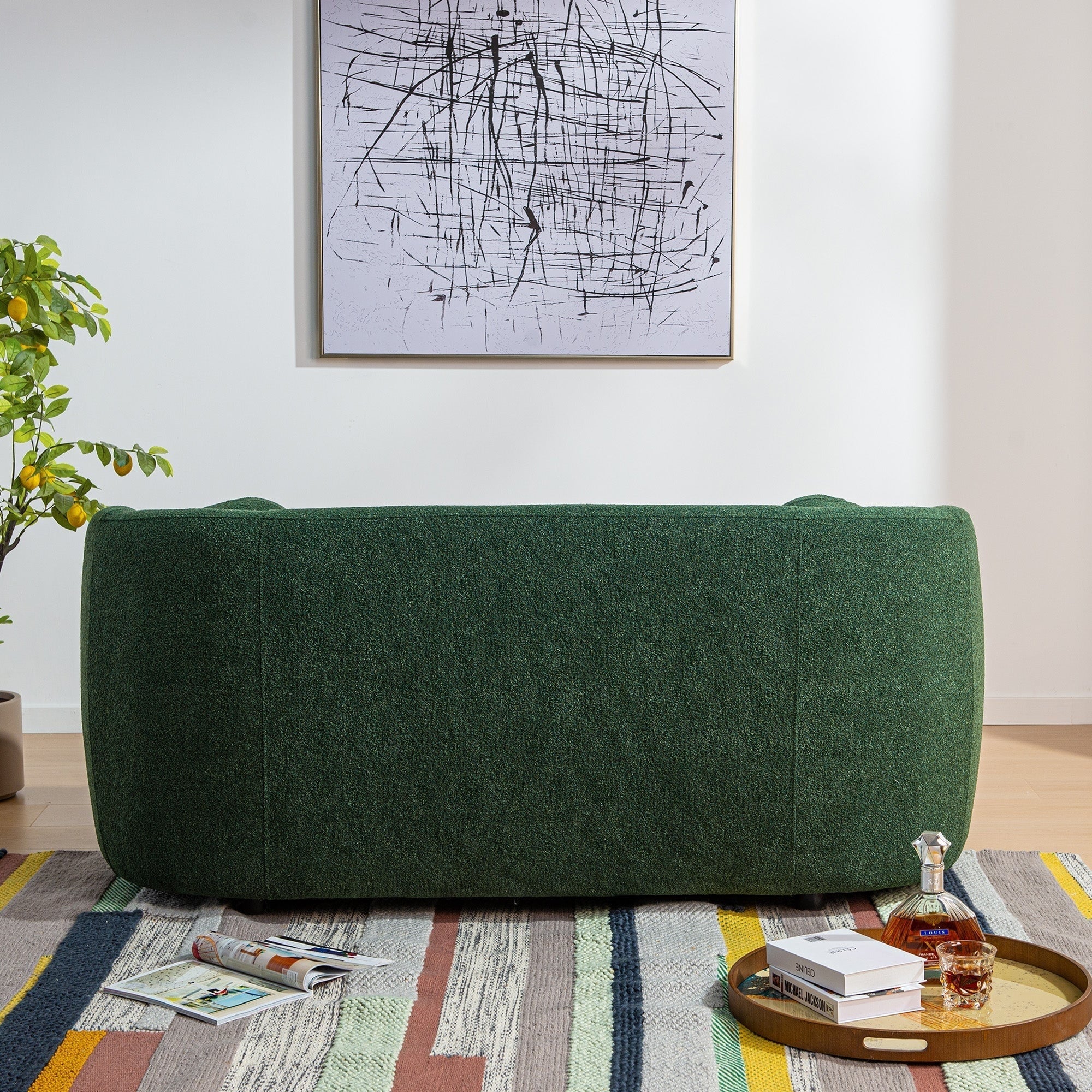 KINWELL Boucle Upholstered 2-Seats Loveseat with Pillows