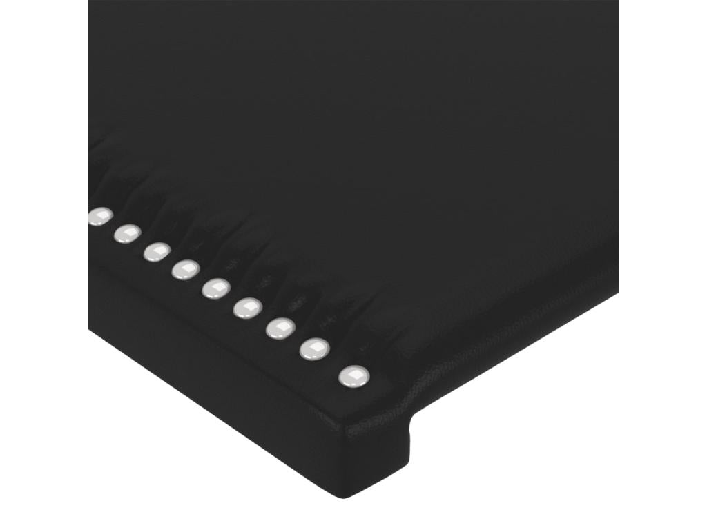 Black LED Headboard 183x16x118/128 cm Faux Leather
