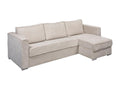 Express convertible and reversible corner sofa in beige corduroy - 160 cm wide sleeping area - 14 cm Meublori mattress