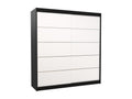 Black and white 2-door sliding wardrobe for adult bedroom by Meublori, 200cm