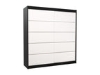 Black and white 2-door sliding wardrobe for adult bedroom by Meublori, 200cm