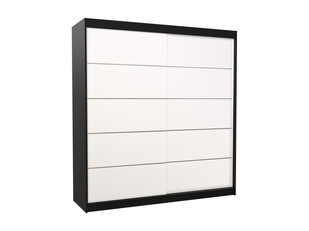 Black and white 2-door sliding wardrobe for adult bedroom by Meublori, 200cm
