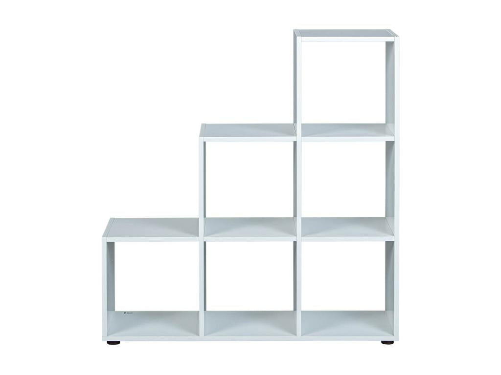 Meublori - Staircase Shelf with 6 Compartments, White