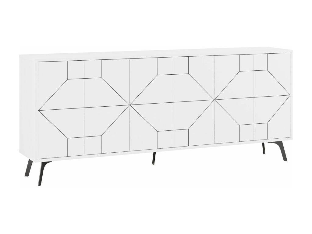 Meublori Contemporary Low Sideboard 184cm White Wood