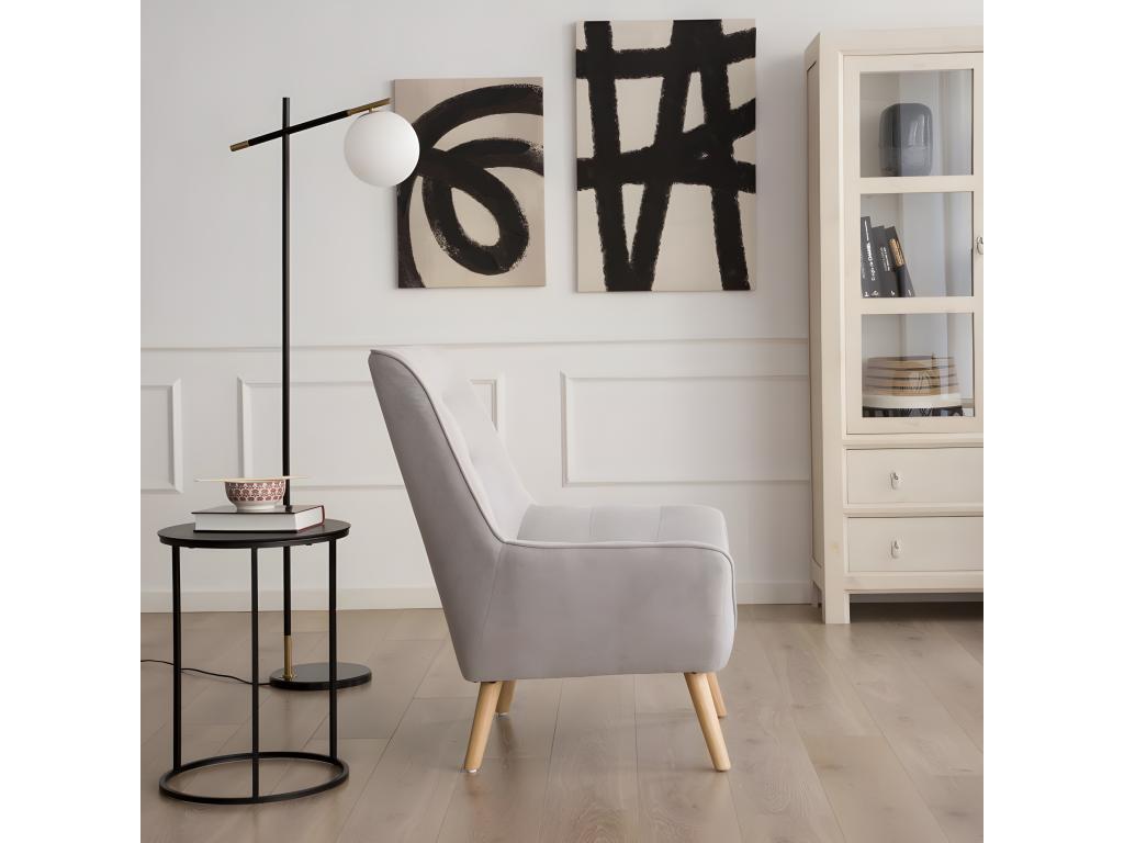 Grey fabric and wood armchair Meublori 83x93