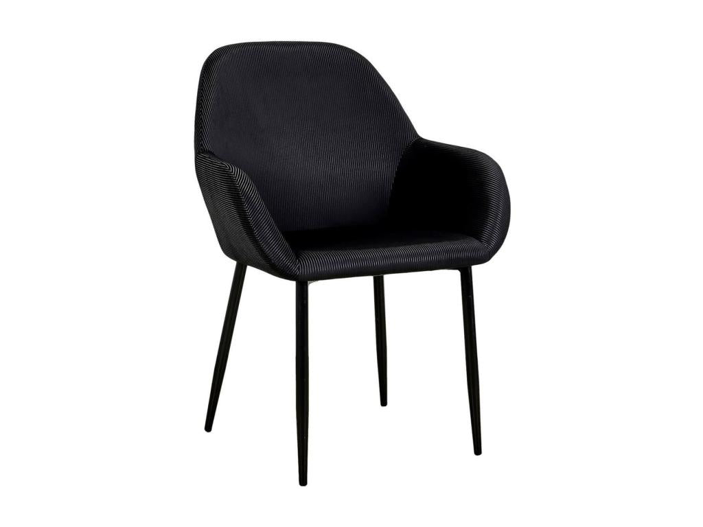 Meublori - Set of 6 Black Corduroy Armchairs