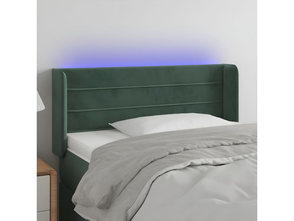 Dark Green LED Headboard 103x16x78/88 cm Velvet