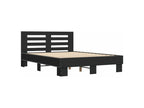 Black bed frame 120x200 engineered wood and metal