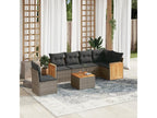7-piece garden furniture set with cushions, grey woven resin ZGJV61051