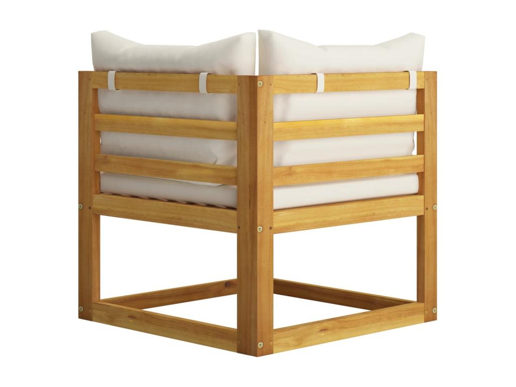 6-piece garden furniture set with cushions, cream color, solid wood furniture