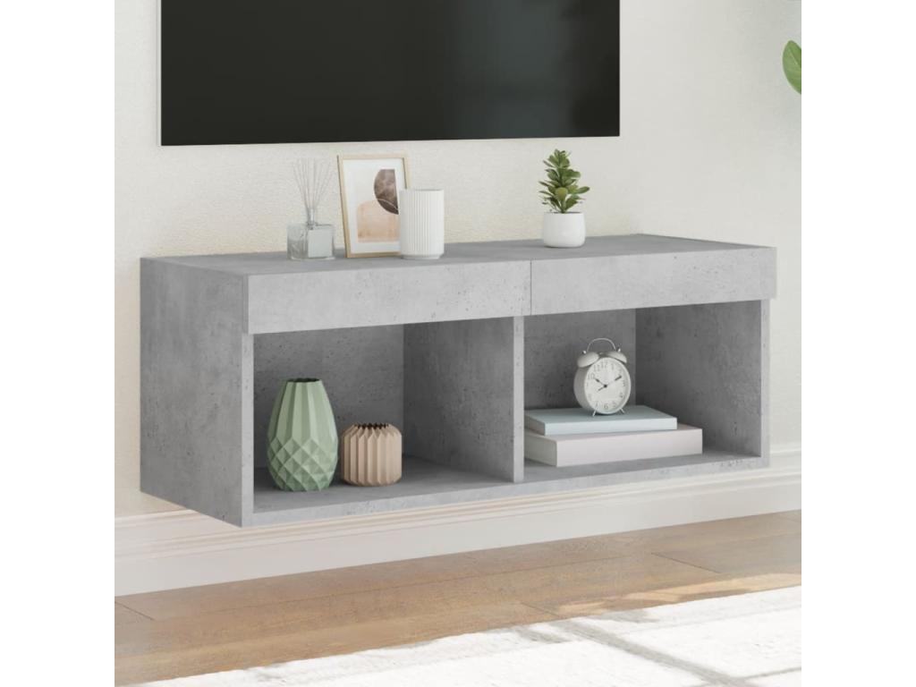 TV stand with LED lighting, concrete grey, 80x30x30 cm