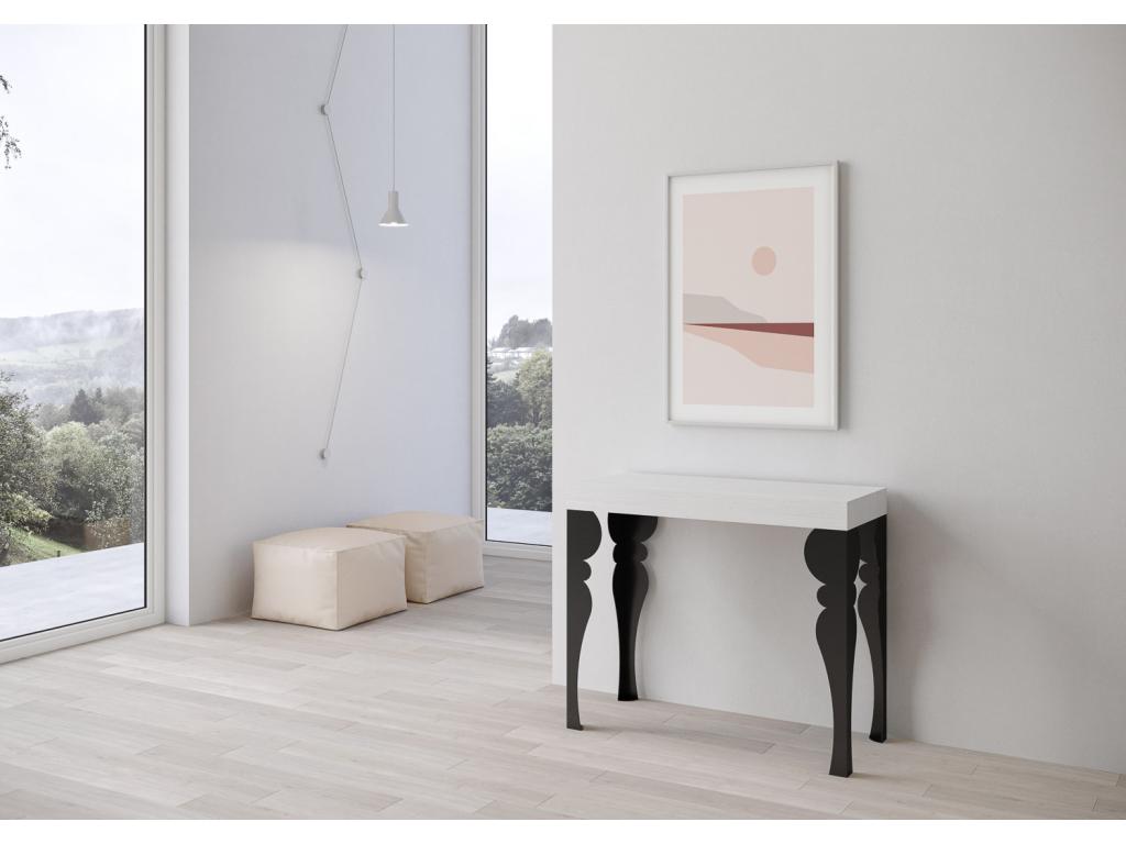 Paxon Premium Extendable Console Table 90x40/300 cm White Ash with Anthracite Frame