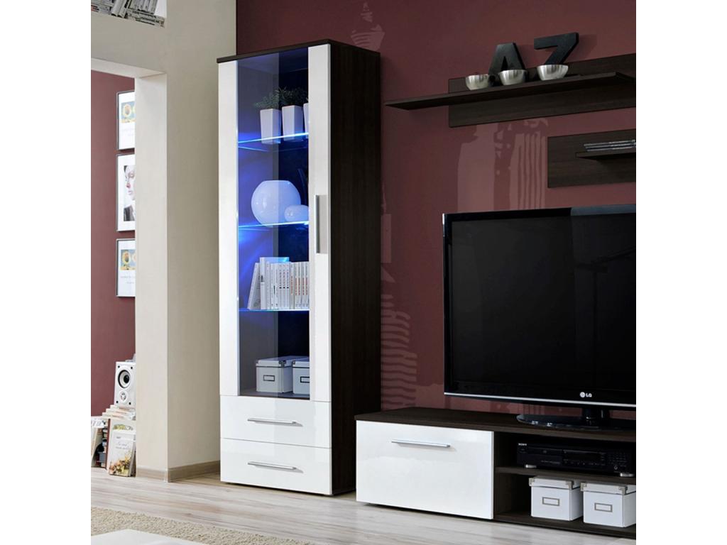 Galino I Coffee 250cm White/Wenge TV Unit/Bookcase Set