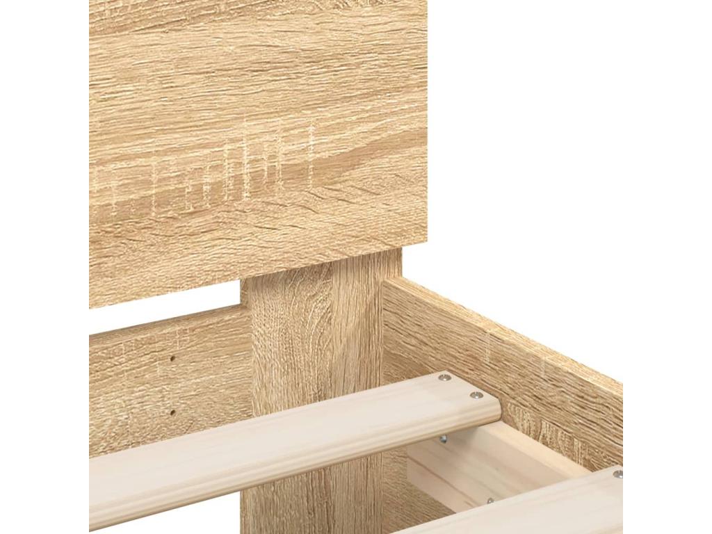 Bed frame with LED lighting, without mattress, oak, Meublori, 150x200 cm