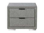 Viorne contemporary bedside table in grey fabric with two drawers