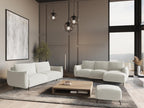 Right-hand corner sofa bed in chenille fabric - white - Meublori