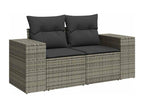 7-piece garden furniture set with cushions, grey woven resin