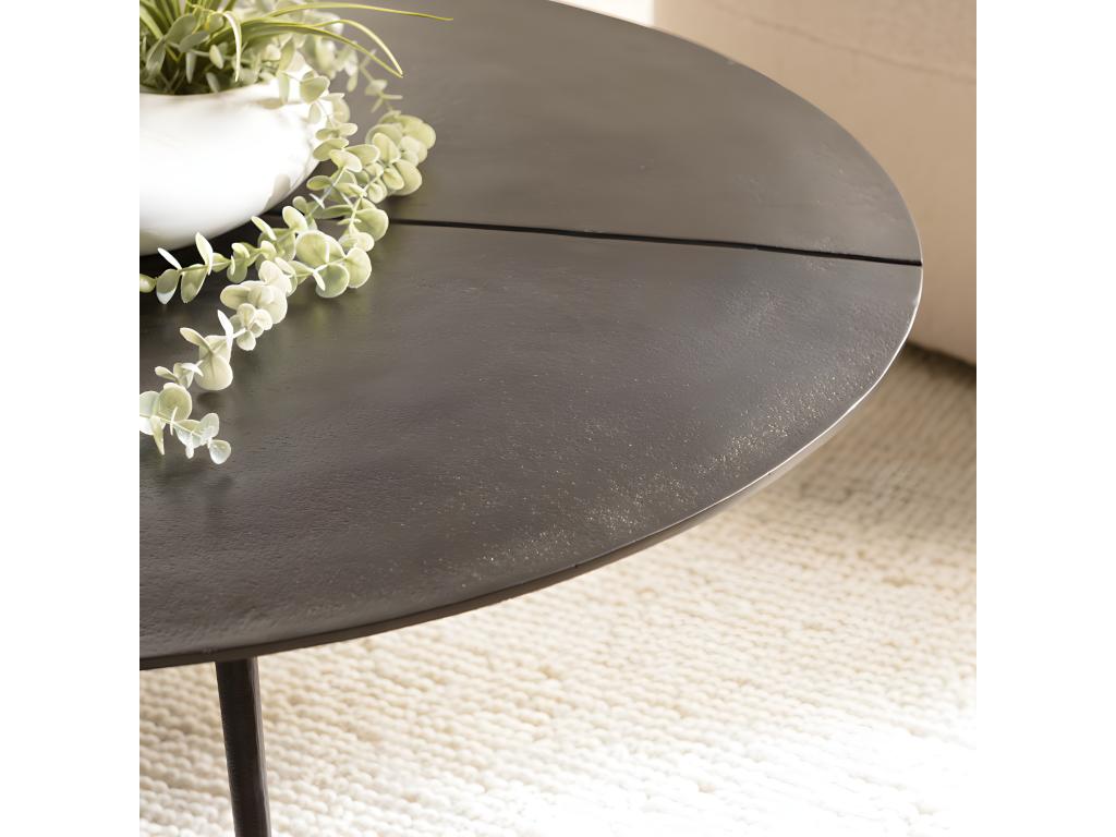 Meublori - Round coffee table 100x100cm in matte black aluminum