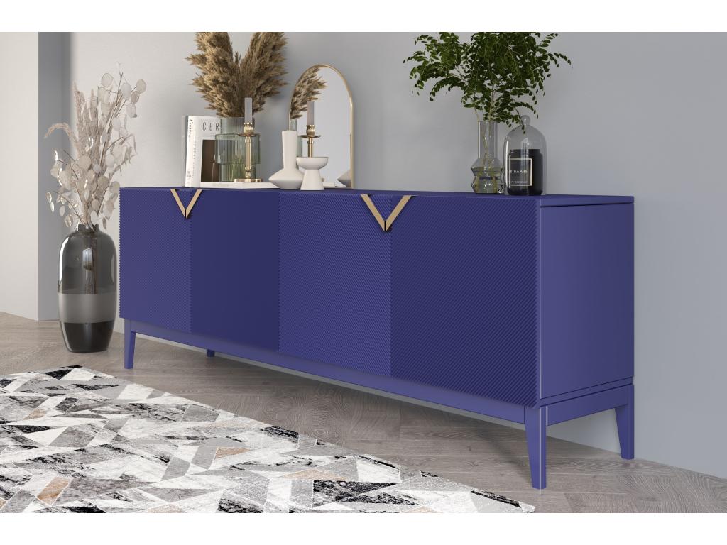 Half-length wooden sideboard / elegant navy blue / 201.5 cm
