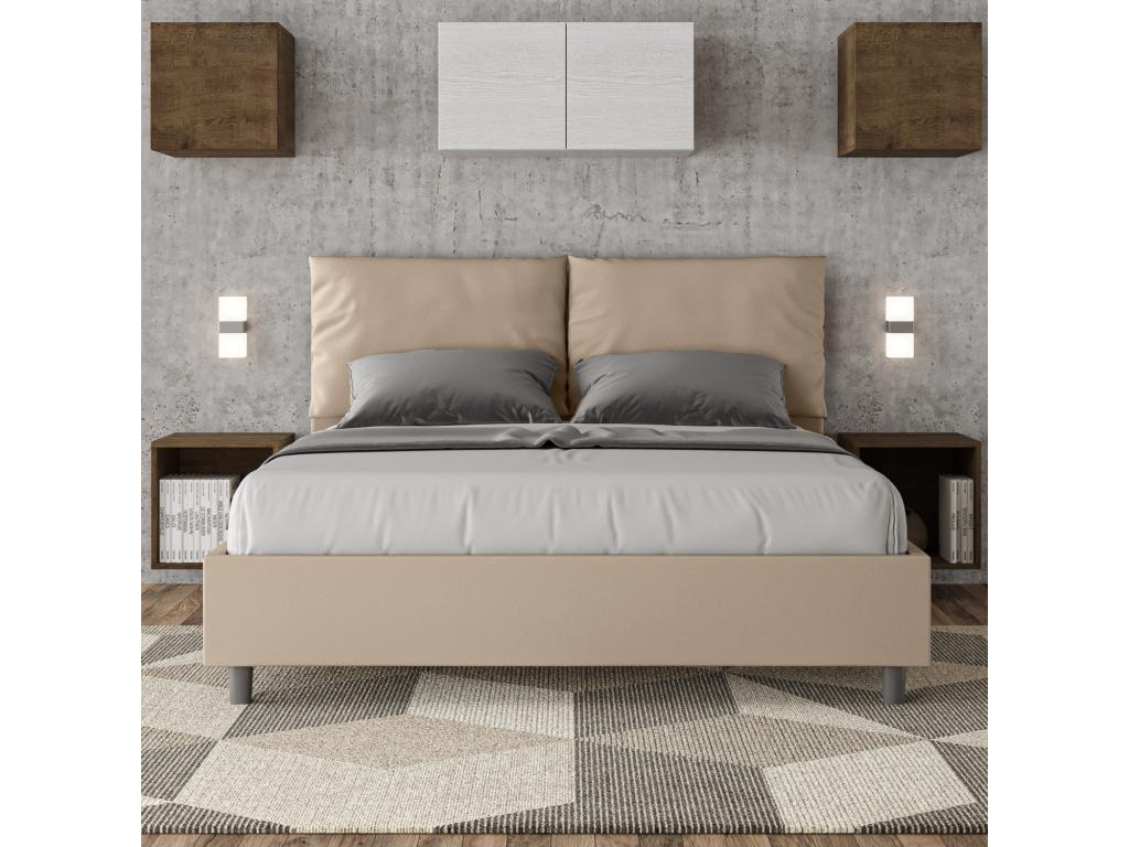 Upholstered bed without slatted base, 160x210 cm, faux leather, Meublori