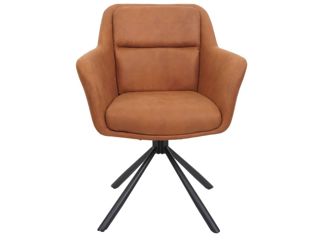 Set of 6 Meublori-K33 dining chairs - kitchen chair - swivel, auto-position - fabric/textile - brown suede look