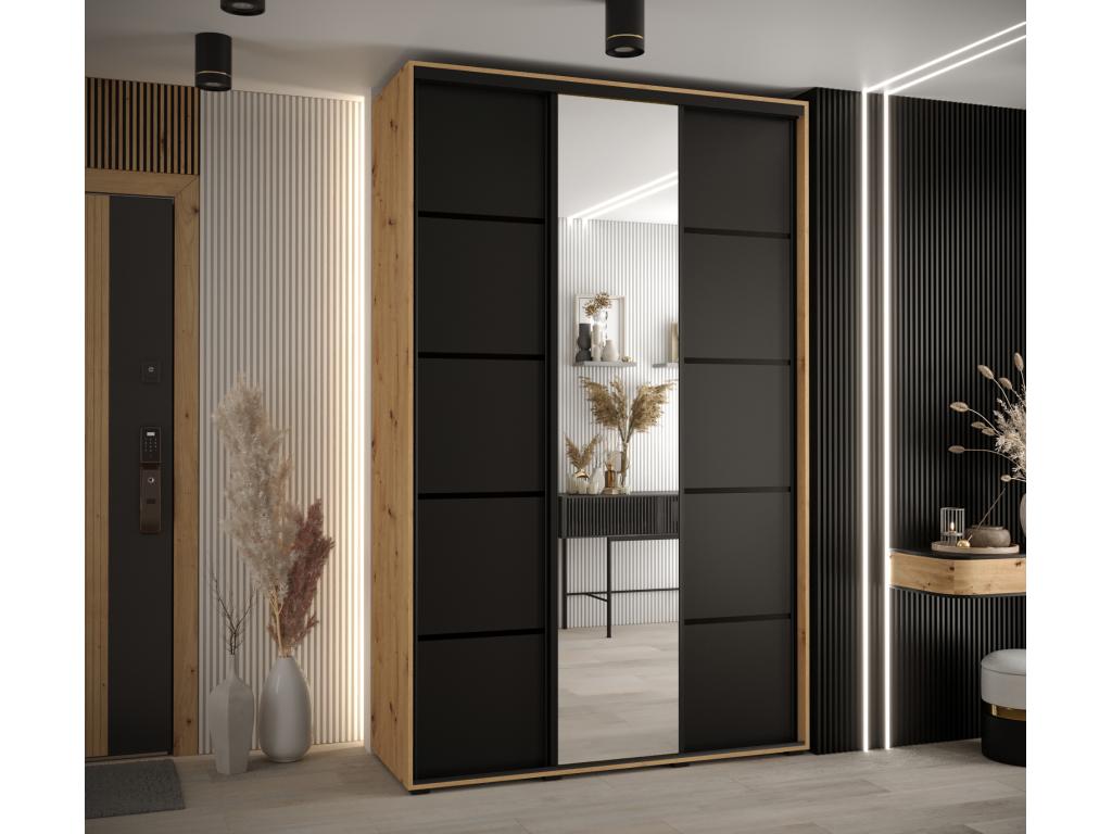 Meublori 5 Sliding Door Wardrobe 235.2/150/45 3 Doors Meublori/Black/Black