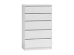 Meublori - Contemporary Chest of Drawers for Bedroom/Living Room/Office 40x70x109.5 - 5 Sliding Drawers - Storage Unit - Tall Cabinet