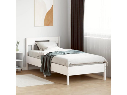Bed frame without mattress, white, 90x200 cm, solid pine wood, FSEH86149