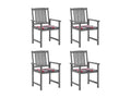 Garden chairs and cushions, set of 4, Grey, Solid Wood, Meublori