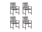 Garden chairs and cushions, set of 4, Grey, Solid Wood, Meublori