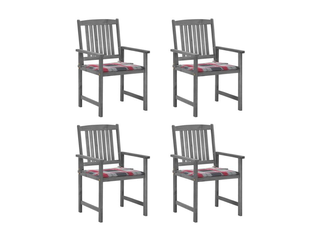 Garden chairs and cushions, set of 4, Grey, Solid Wood, Meublori