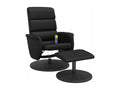 Reclining massage chair with black faux leather footrest