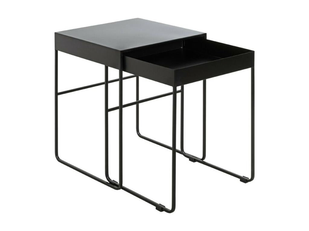 Set of 2 Meublori Designer Side Tables 54cm Black